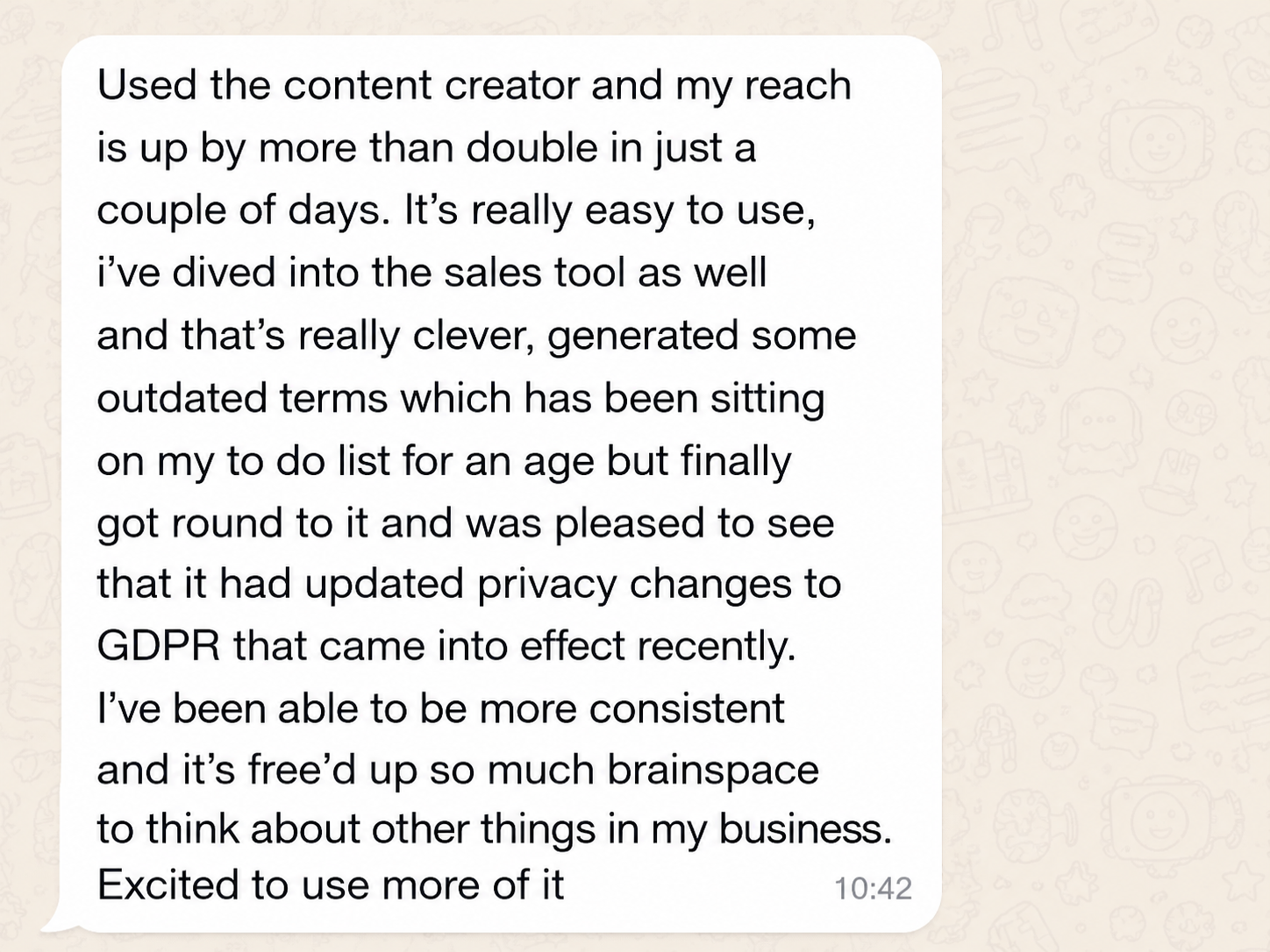 Member message: reach more than doubled using the content creator